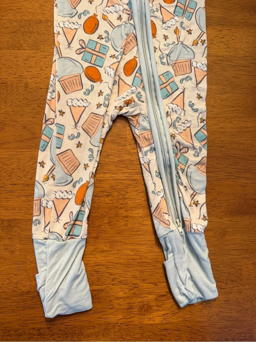 Little One Shop 3-6 Months Blue Birthday Bamboo Zippie Zippy Pajamas
